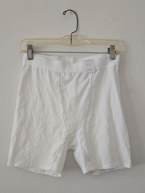 NWT Auden White Cotton Blend Boxer Style Boyshort Lounge Panties Large L 12-14